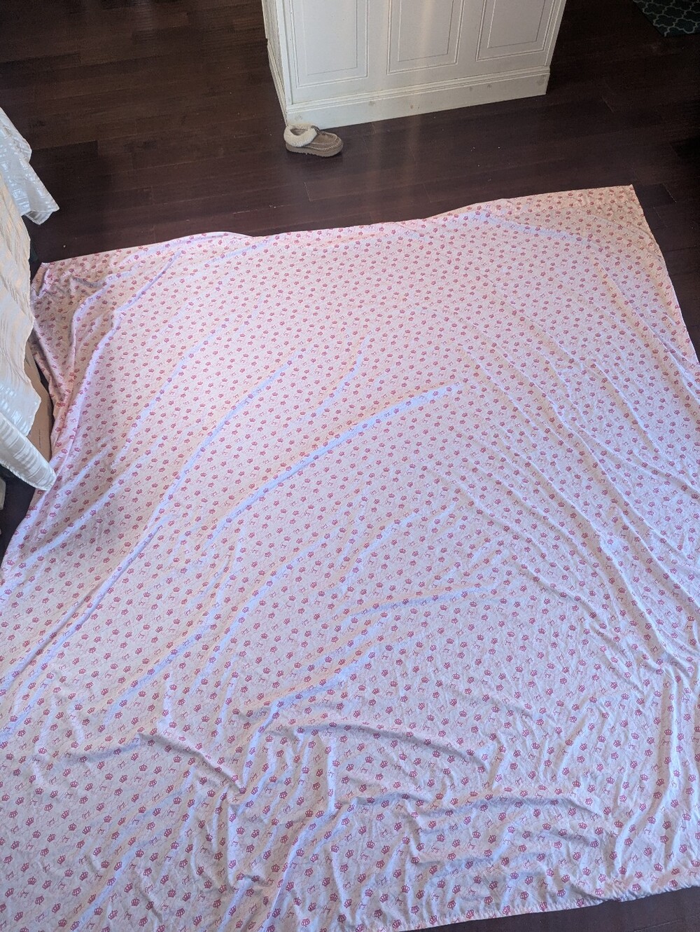 Juicy Couture Flat Sheet Queen Pink & White Logo Crowns Y2K  Juicy Couture